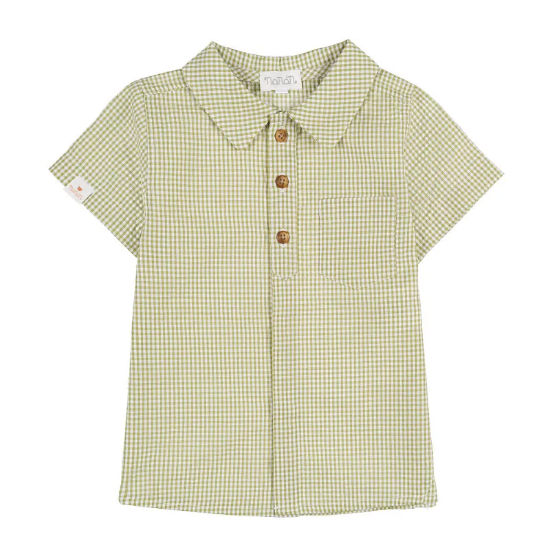 nanan-camicia-mezza-manica-in-vichy-verde-per-bambino image 1