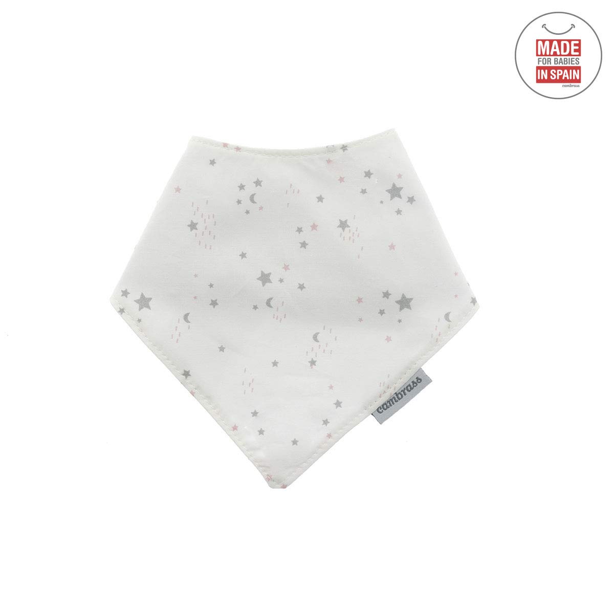 bavaglino-tondo-con-velcro-cambrass-sky-rosa-stella-16x19-cm image 2