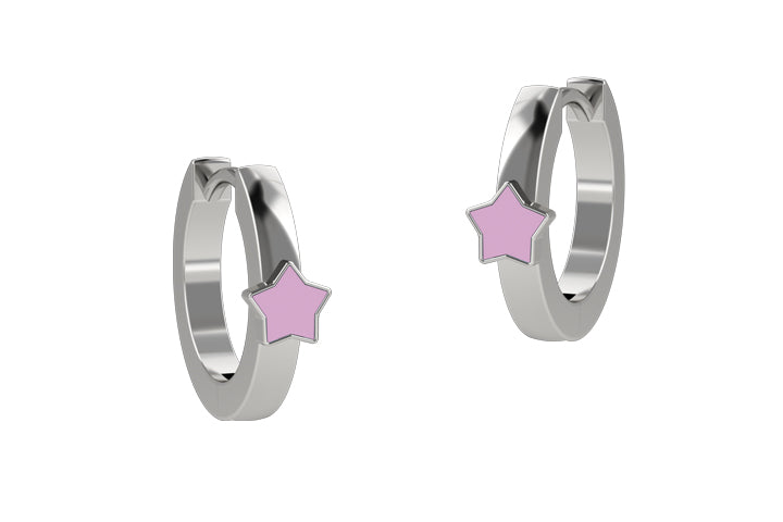 nanan-orecchini-cerchio-stella-rosa-argento-925 image 1