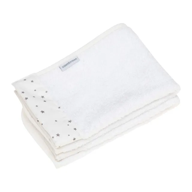 cambrass-43355-set-2-asciugamani-astra-grigio-25x35-cm-bavette-neonato-tencel image 1