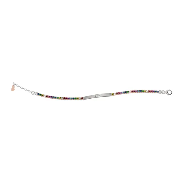 nanan-bijou-bracciale-tennis-mamma-in-argento-multicolor-con-targhetta image 1