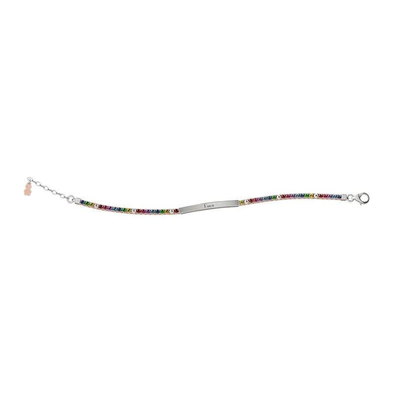 nanan-bijou-bracciale-tennis-mamma-in-argento-multicolor-con-targhetta image 1