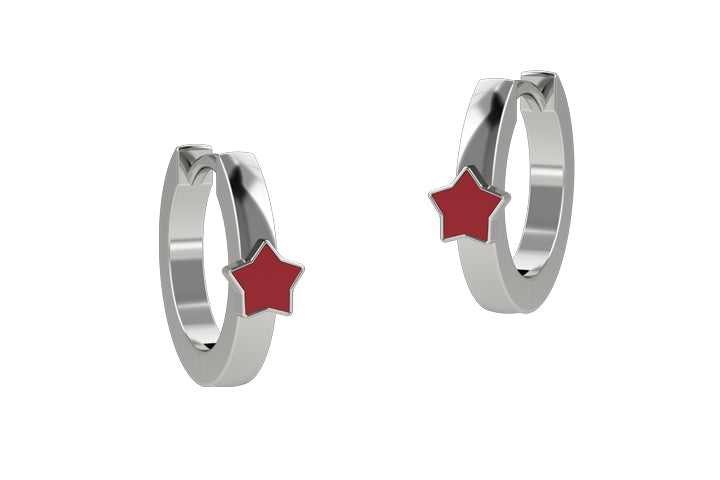 nanan-orecchini-cerchio-con-stellina-rossa-argento-925 image 1