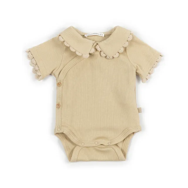 bamboom-body-con-colletto-embroidery-mustard-270-manica-corta image 1