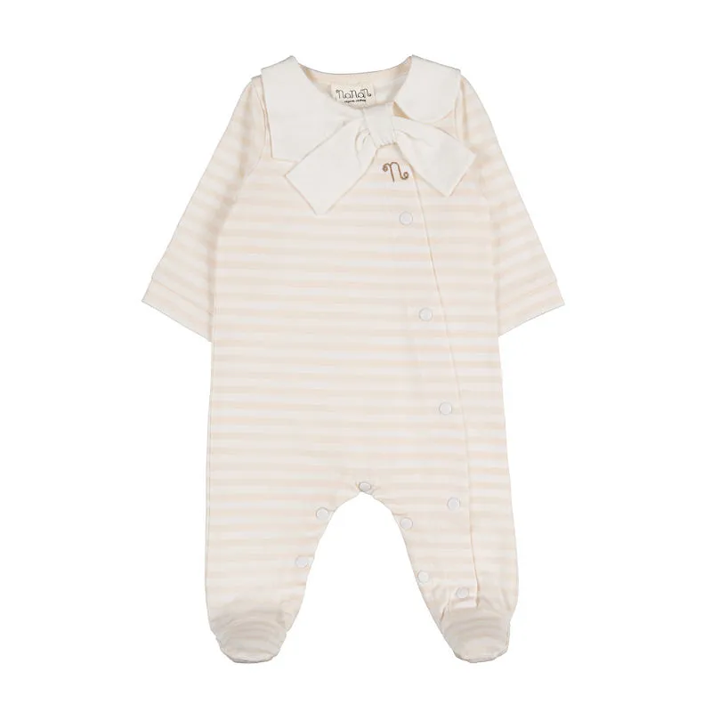 nanan-tutina-righe-beige-con-fiocco-aperta-davanti image 1