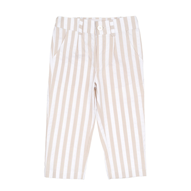 nanan-pantalone-bimbo-a-righe-beige-elasticizzato image 1