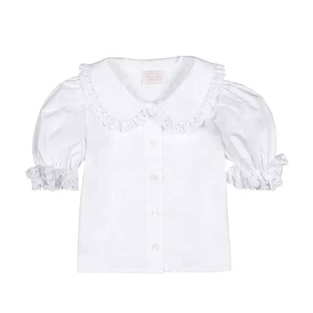 nanan-camicia-bianca-bimba-con-colletto-e-bottoni image 1