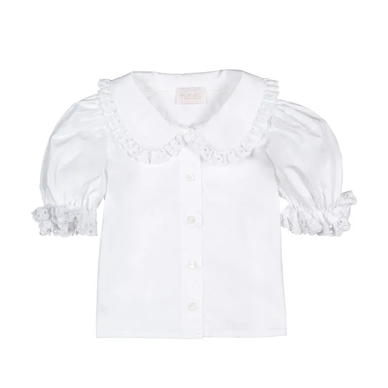 nanan-camicia-bianca-bimba-con-colletto-e-bottoni image 1