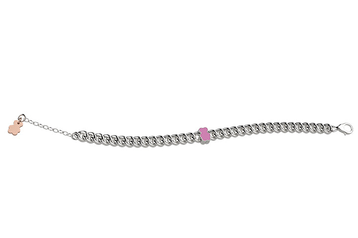 nanan-bijou-bracciale-catenina-con-orso-tato-argento-925-rosa image 1