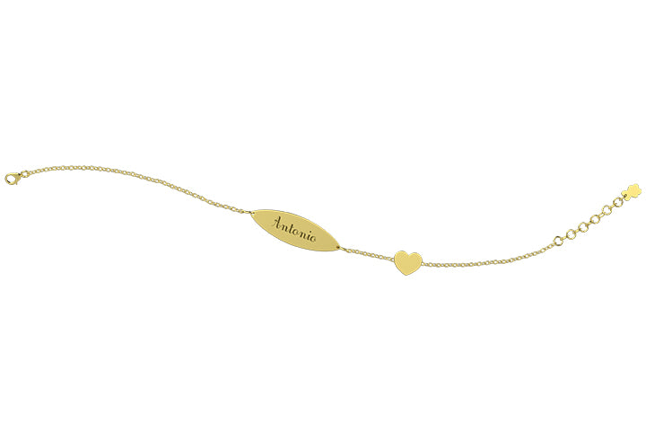 nanan-bracciale-con-targhetta-e-cuore-dorato-in-oro-9kt-13-15-cm image 2