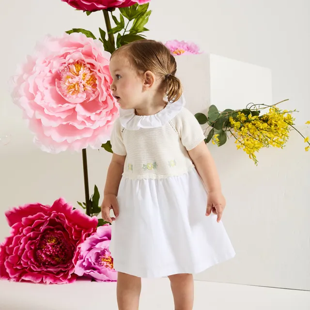 nanan-abito-off-white-con-pettorina-effetto-due-pezzi image 1