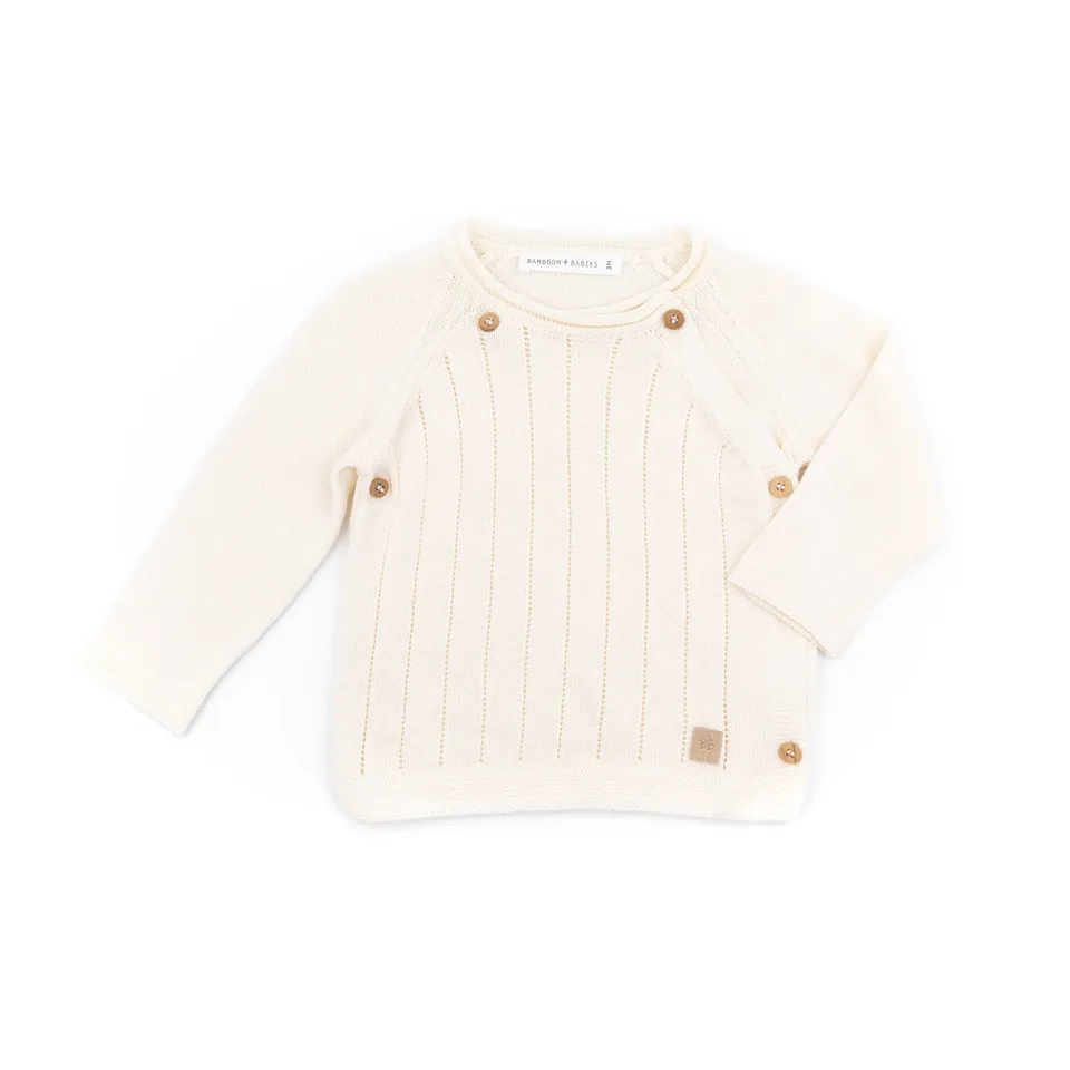 bamboom-maglia-incrociata-trattini-bianco-01-neonato image 1
