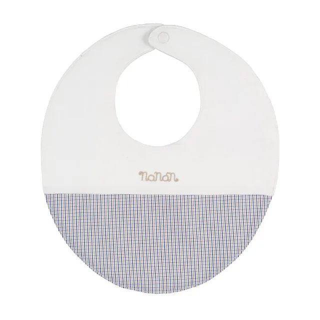nanan-bavaglio-off-white-bavaglino-neonato-cotone-check-verde image 1