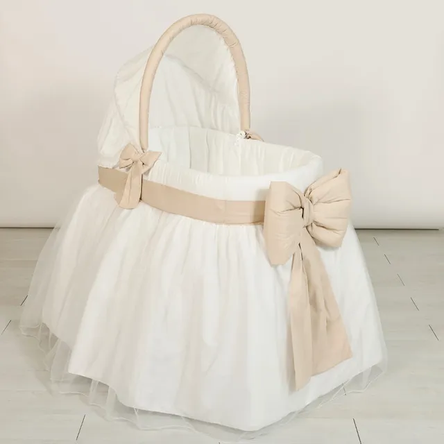 nanan-culla-ovale-con-cappottina-beige-in-piquet image 1