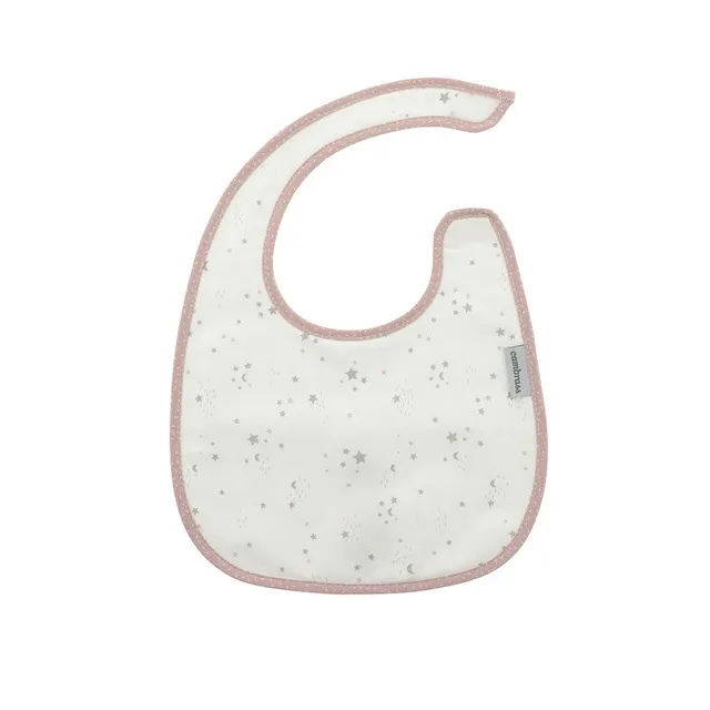 bavaglino-quadrato-con-velcro-cambrass-sky-rosa-stella-20x26-cm image 1