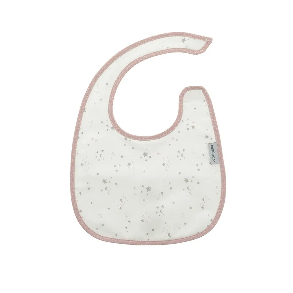 bavaglino-quadrato-con-velcro-cambrass-sky-rosa-stella-20x26-cm image 1