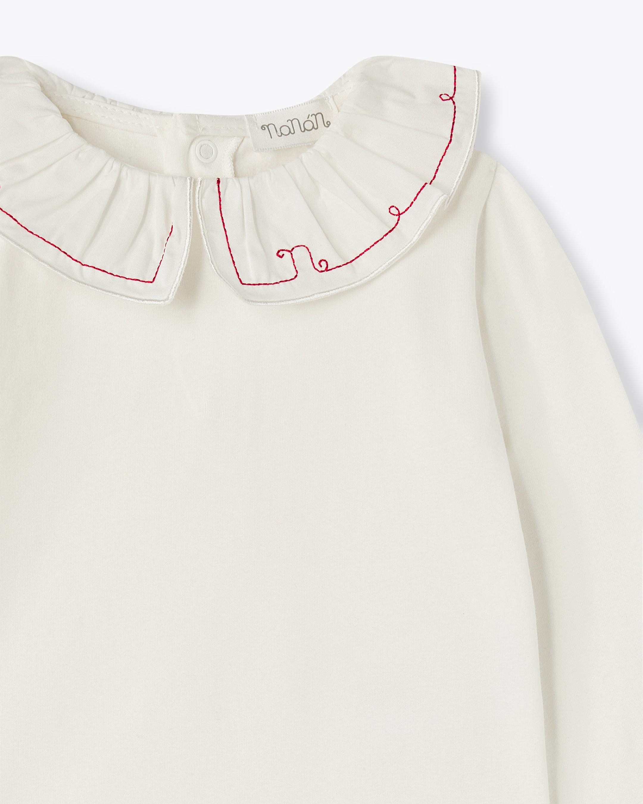 nanan-body-avorio-manica-lunga-jersey-con-colletto-ricamato image 3