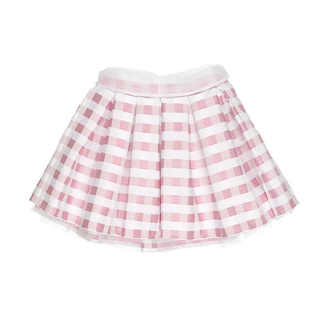 nanan-gonna-a-quadretti-rosa-con-cintura-tulle image 1