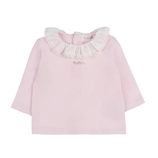 nanan-tutina-2-pezzi-rosa-con-colletto-frappa-neonata image 1