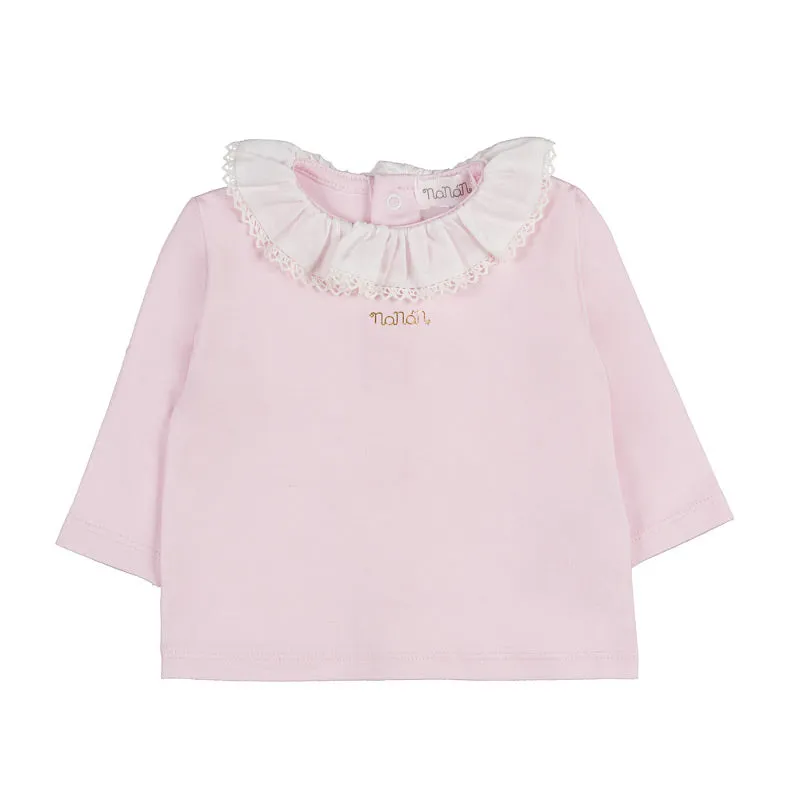 nanan-tutina-2-pezzi-rosa-con-colletto-frappa-neonata image 1