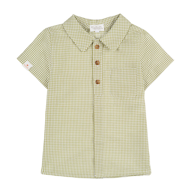 nanan-camicia-mezza-manica-in-vichy-verde-per-bambino image 1