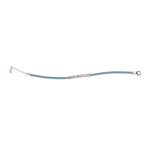 nanan-bijou-bracciale-tennis-mamma-argento-targhetta-pietre-azzurre image 1