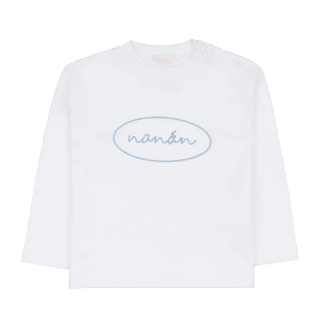 nanan-t-shirt-maniche-lunghe-bianca-con-scritta-nanan image 1