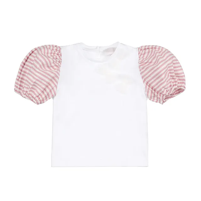 nanan-t-shirt-rosa-a-maniche-corte-con-3-fiocchetti image 1
