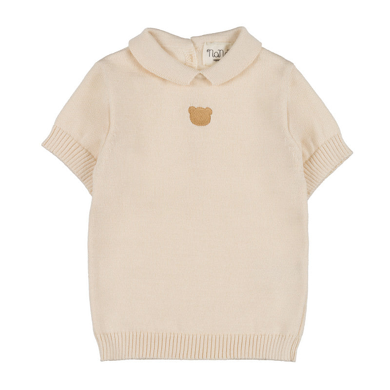 nanan-t-shirt-bambina-con-colletto-e-orsetto-ricamato image 1