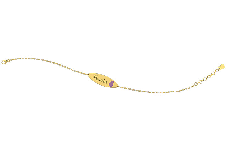 nanan-bracciale-oro-9kt-targhetta-orso-lilla-13-15-cm image 2