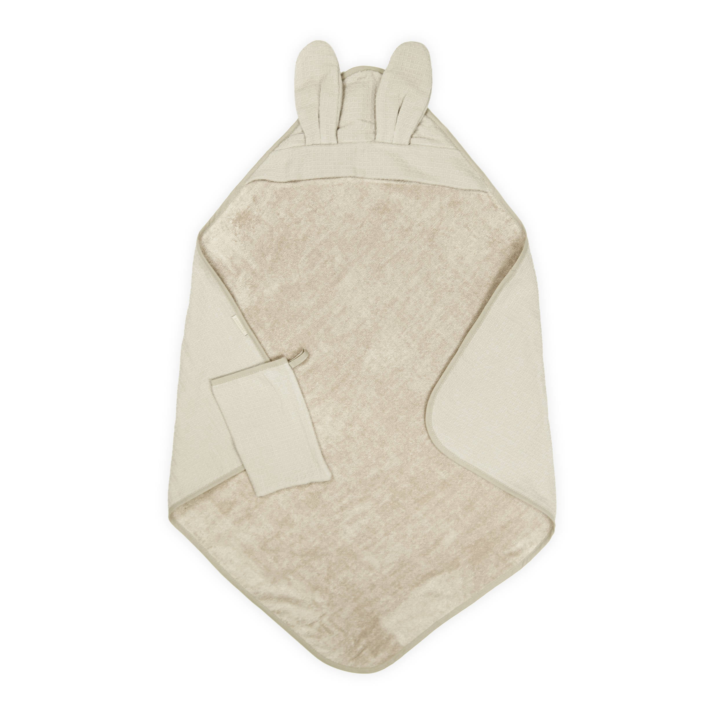 bamboom-bagno-duo-waffle-sea-breeze-355-asciugamano-con-cappuccio-guanto image 1
