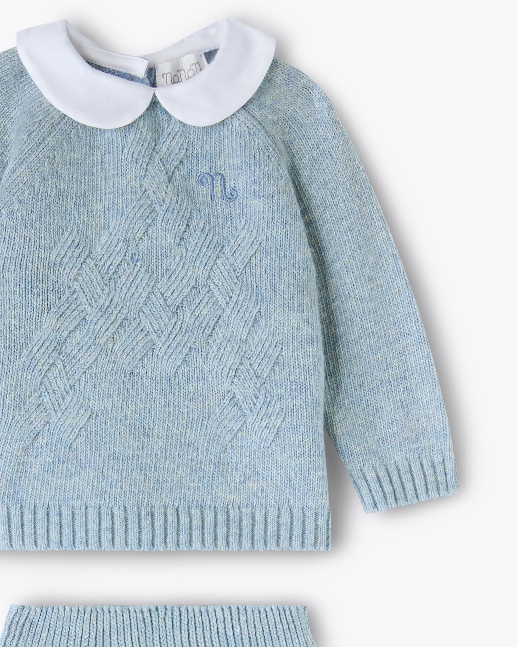nanan-tutina-azzurra-2-pezzi-in-filo-misto-cashmere-con-colletto image 6