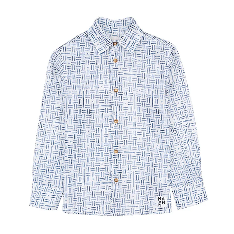 nanan-camicia-fantasia-geometrica-navy-camicia-bambino image 1