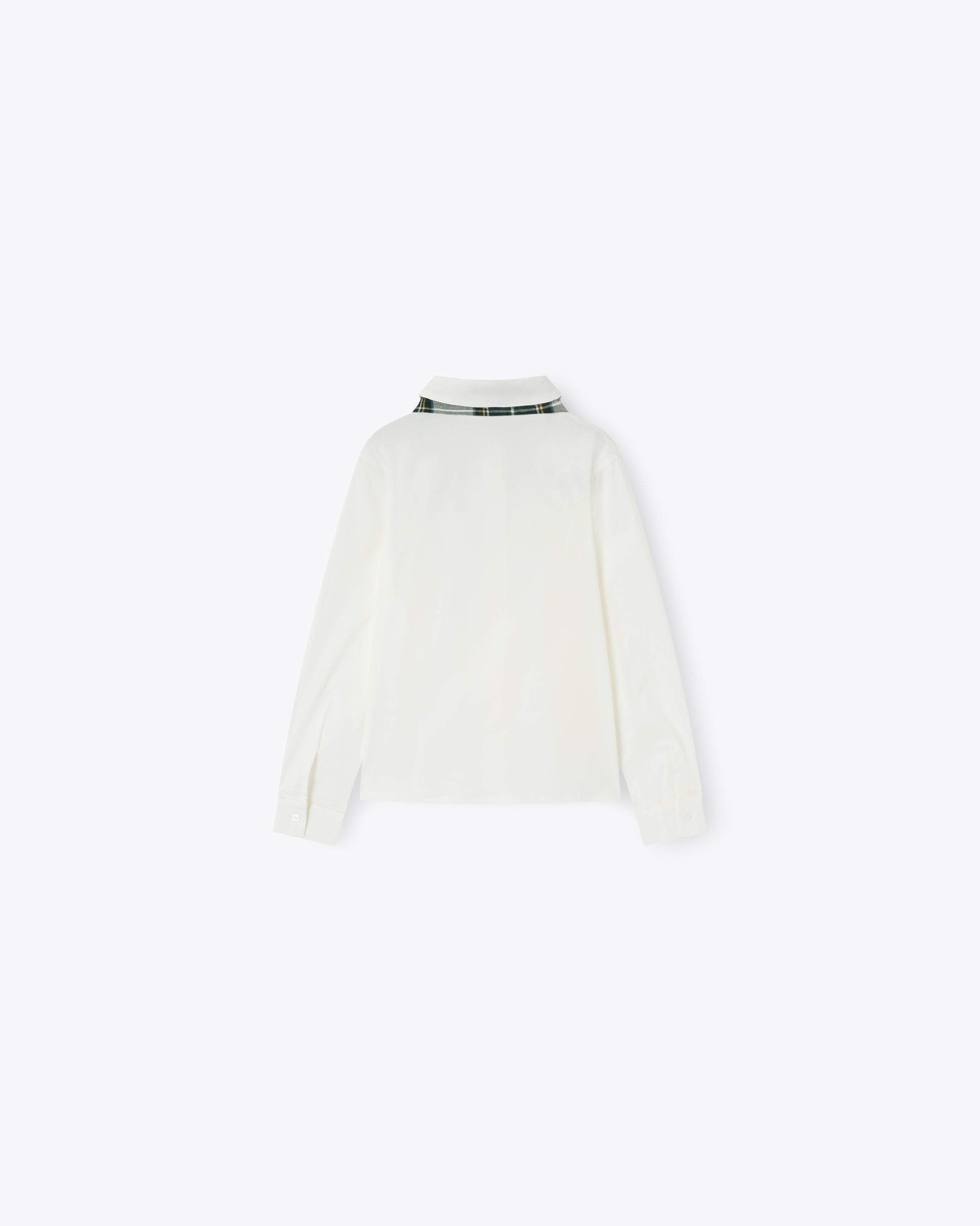nanan-camicia-avorio-popeline-con-cravattina-scozzese-blu-verde image 2