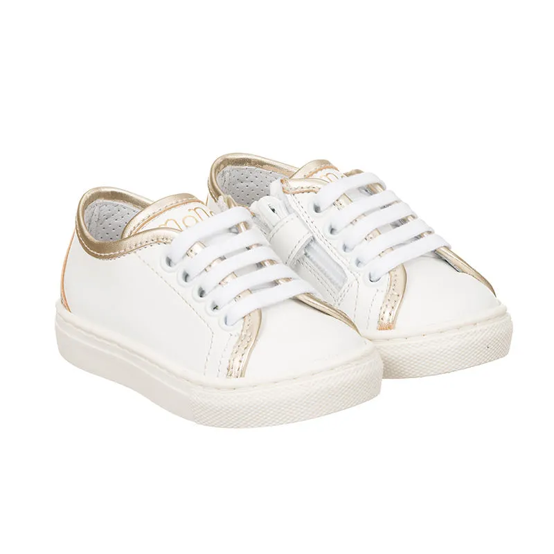 nanan-scarpe-neonato-in-pelle-bianche-con-platino image 1