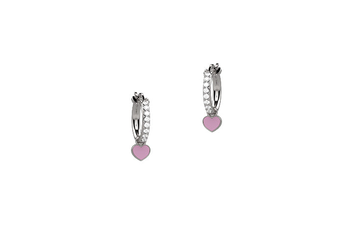 nanan-orecchini-cerchio-zirconi-argento-925-con-cuore-rosa image 1