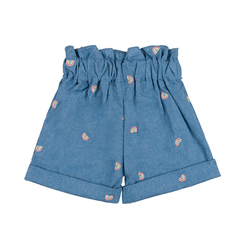 nanan-shorts-in-denim-con-ricami-arcobaleno-per-neonata image 2