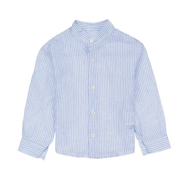 nanan-camicia-azzurra-a-righe-in-lino-bimbo image 1