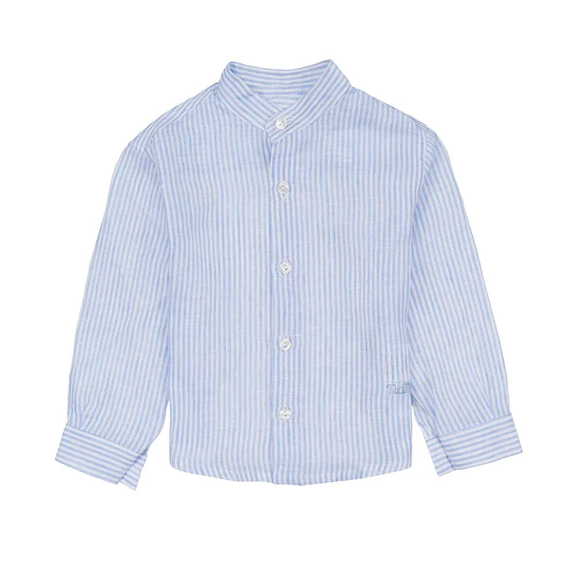 nanan-camicia-azzurra-a-righe-in-lino-bimbo image 1
