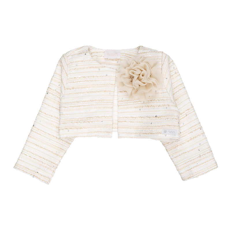 nanan-cardigan-beige-con-rosa-e-chiusura-a-gancio image 1