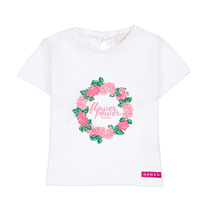 nanan-t-shirt-flower-power-bianca-con-ghirlanda-fiori image 1