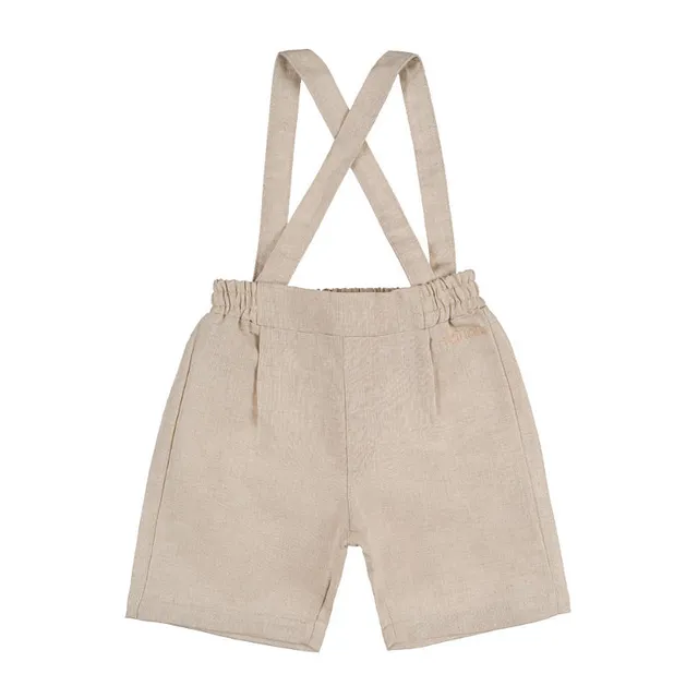 nanan-shorts-beige-in-lino-con-bretelle-coordinate image 1