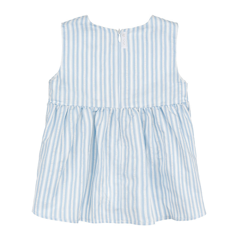 nanan-blusa-smanicata-neonata-a-righe-azzurra-con-fiocchetti image 2