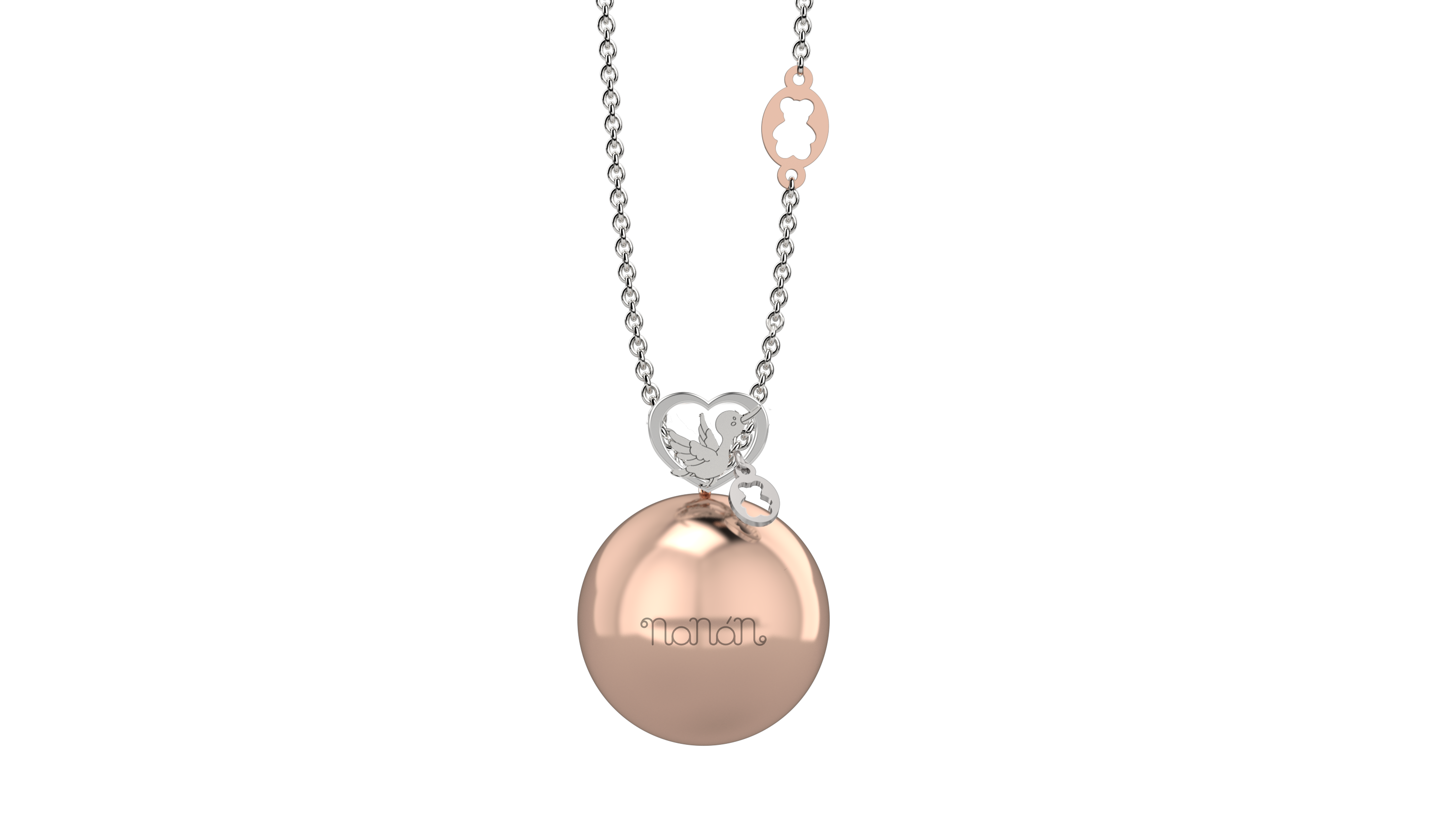 nanan-pendente-ag-925-sfera-con-cicogna-nel-cuore image 1