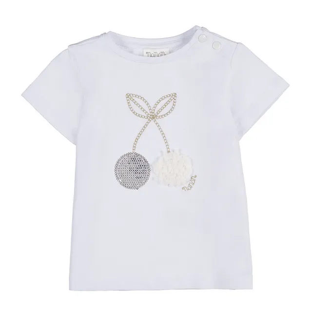 nanan-t-shirt-bianca-con-ciliegie-e-strass-bambina image 1