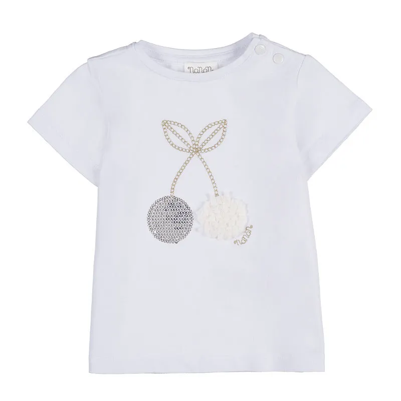 nanan-t-shirt-bianca-con-ciliegie-e-strass-bambina image 1