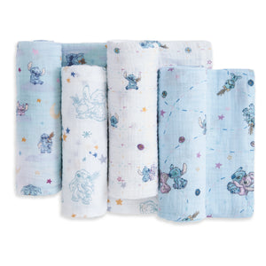 aden-anais-essentials-mussola-in-cotone-swaddle-4-pack-disney-lilo-and-stitch image 6