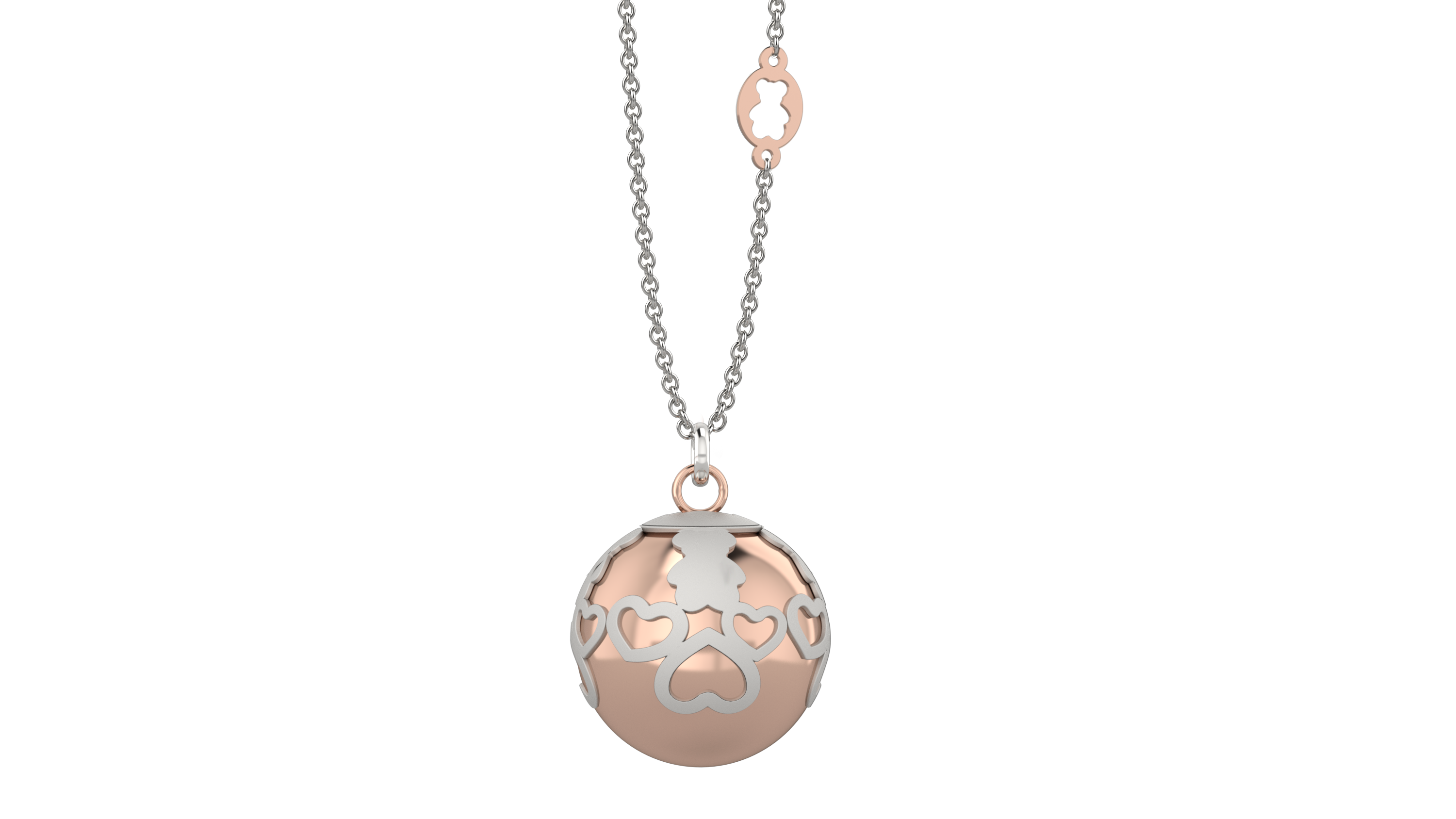 nanan-pendente-argento-925-dorato-boule-con-orsetto-e-cuoricini image 2