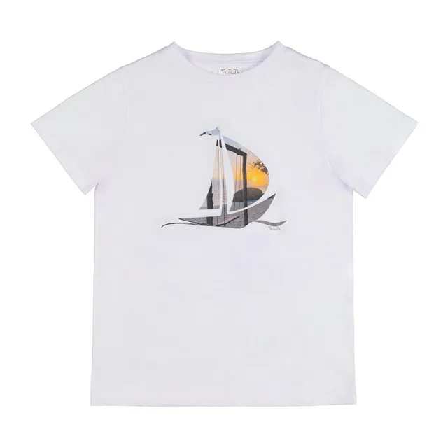 nanan-t-shirt-bianca-mezza-manica-con-barca image 1