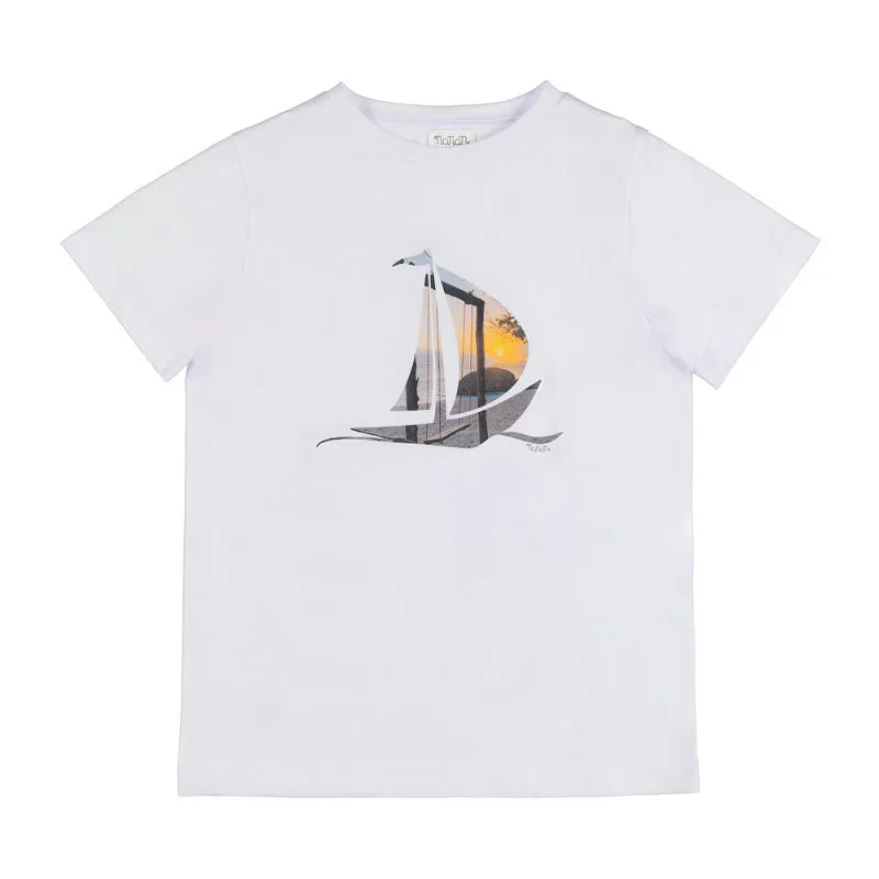 nanan-t-shirt-bianca-mezza-manica-con-barca image 1